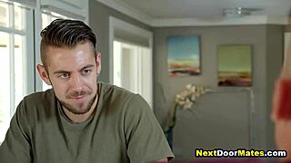 Gay couple experience sensual kisser and deep throat job