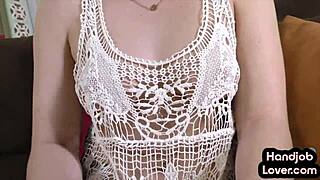 dirty talk handjob on oiled penis close-up