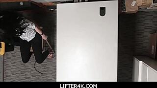 tied shoplifter kylie martin sucks huge cock in shop 😲