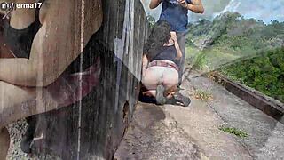 Watch this risky street blowjob on that big ass!