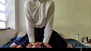 18-year-old chats with me before school in uniform