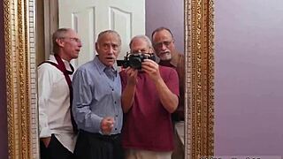 Dirty Orgy Group Finishes On Blonde's Face In Garage