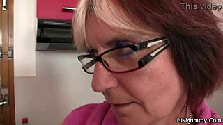 A blonde mature lesbian uses toys to please her shaved pussy