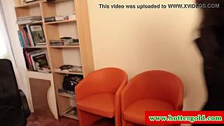 a latina babe in stockings and lingerie seduces her colleague with horny heels