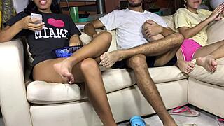 Wow! Mariangels Cousins Fucking Hard Next to Me While Watching TV!