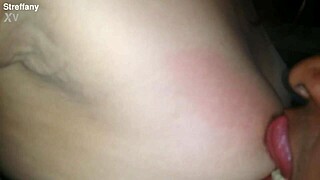 in a brazilian scene, latina lynne in red meets a big guy