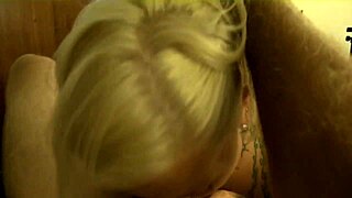 Hot blonde with huge tits gets throated roughly