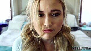 Hot blonde teen Alyssa Cole drains her stepdaddy's cock in Baddaddypov.