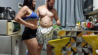 Intense Passion With Virgin Neighbor In Kitchen Leads To Creampie