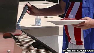 Petite stepmom gets dominated hard on fourth of july, taboo hardcore with mother-in-law 😈🔥