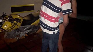 Giving a tasty blowjob to the neighbor motoboy in the garage?