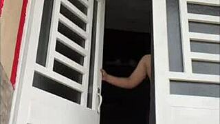 Intense Fucking at My Door, Neighbors Caught Us in Action