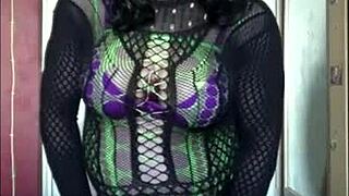 Sissy crossdresser SHOOTS LOAD on floor after MAKING HIMSELF CUM