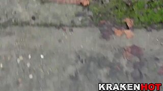 blonde milf exposes body outdoors for voyeur amateurs