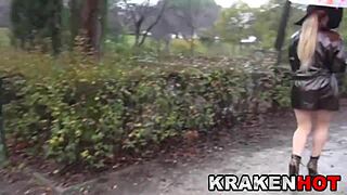 blonde milf exposes body outdoors for voyeur amateurs