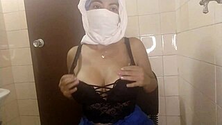 Horny amateur Iranian wife in niqab squirts hard. Her webcam show is pure fire