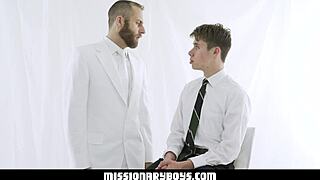 Young missionary boy shocks with a bold cum facial on a priest at Missionaryboyz.