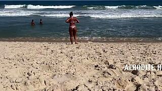 Afrodite enjoys beach activities in Barra da Tijuca