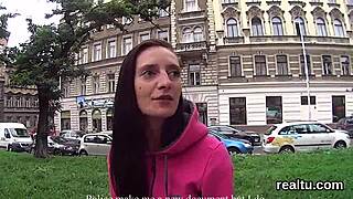 European babe gets her asshole pounded in public place