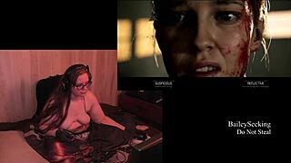 naked bbw brunette plays quarry game, teasing with tattoos and piercings