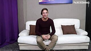 Two Hot Studs Fuck A Third On A Wall With A Fist