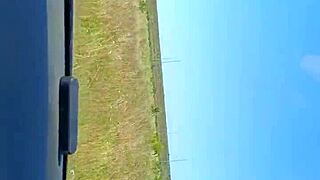 real public red nails handjob in car with cumshot