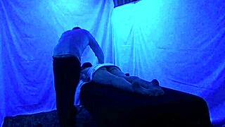 Gigi breeze enjoys a blacklight massage session
