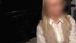 Blonde milf gets blindfolded and roughly fucked doggystyle, oiled up with big cock, cumshot ends it