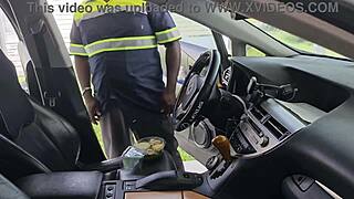 Amateur video presents a man with a big cock delivery guy asked to masturbate on video