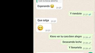 Video chat through celular with a young Latina girlfriend