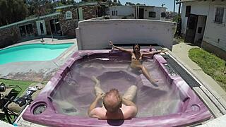 Dayanara Enjoys Hot Tub Pov 4 In Pool Jacuzzi With Shaved Pussy