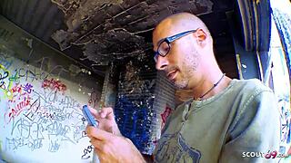 spanish coed chats up a guy for a quick fuck, caught on camera during lost play