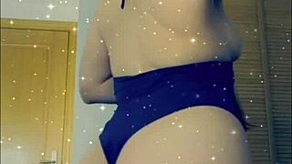 Trying on sexy lingerie