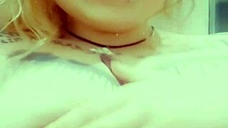 curvy girl plays with her boobs