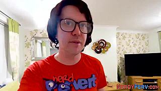 Yorkshire geek tricks British amateur into first cum in mouth. She swallows every drop.