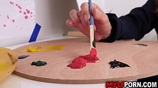 Man, this smoking hot milf India Summer rocks! Her nude painting session with Johnny Castle turns into a wild fuck.