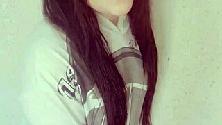 shy brunette touches herself softly