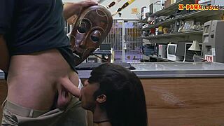 in the ghetto, a petite ebony girl with tattoos sells a traditional mask before getting fucked hard by a black guy