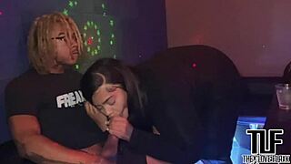 Wow, bbw suzy's deepthroat on monster cock at karaoke bar!