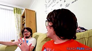 Yorkshire geek tricks British amateur into first cum in mouth. She swallows every drop.