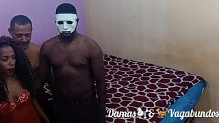 A skinny amateur sucks three huge black cocks in brutal gangbangulator