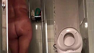 sexy milf enjoys a relaxing shower on webcam