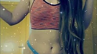 Trying on sexy lingerie