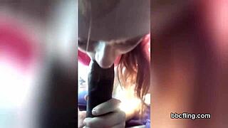 White Slut Sucks Big Black Cock in Interracial Pov