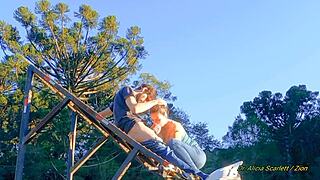 fucking passionately on the motorcycle track in homemade outdoor fun