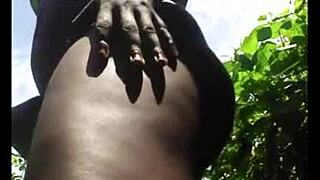 Huge Chubby Black Teen Exposes Naked Curvy Body Publicly