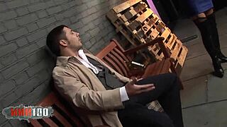 huge babe in police uniform gets tits sucked, blowjob, facial cum