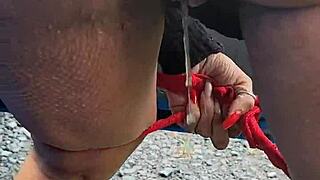 on the highway side i slurped my master's pee while flashing cars passed and riding