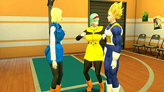 Vegeta fucks No. 18 and Bulma hardd in the ass
