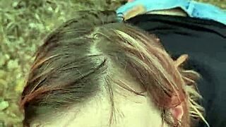 Petite milf gives blowjob exhibition in nature during cyprus trip.